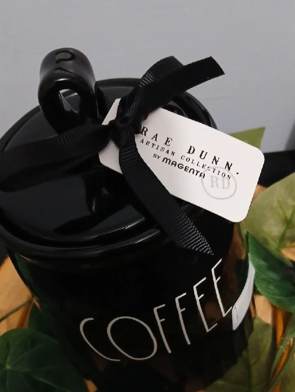 NEW 2026! Rae Dunn Black Coffee Canister with White COFFEE Lettering NWT